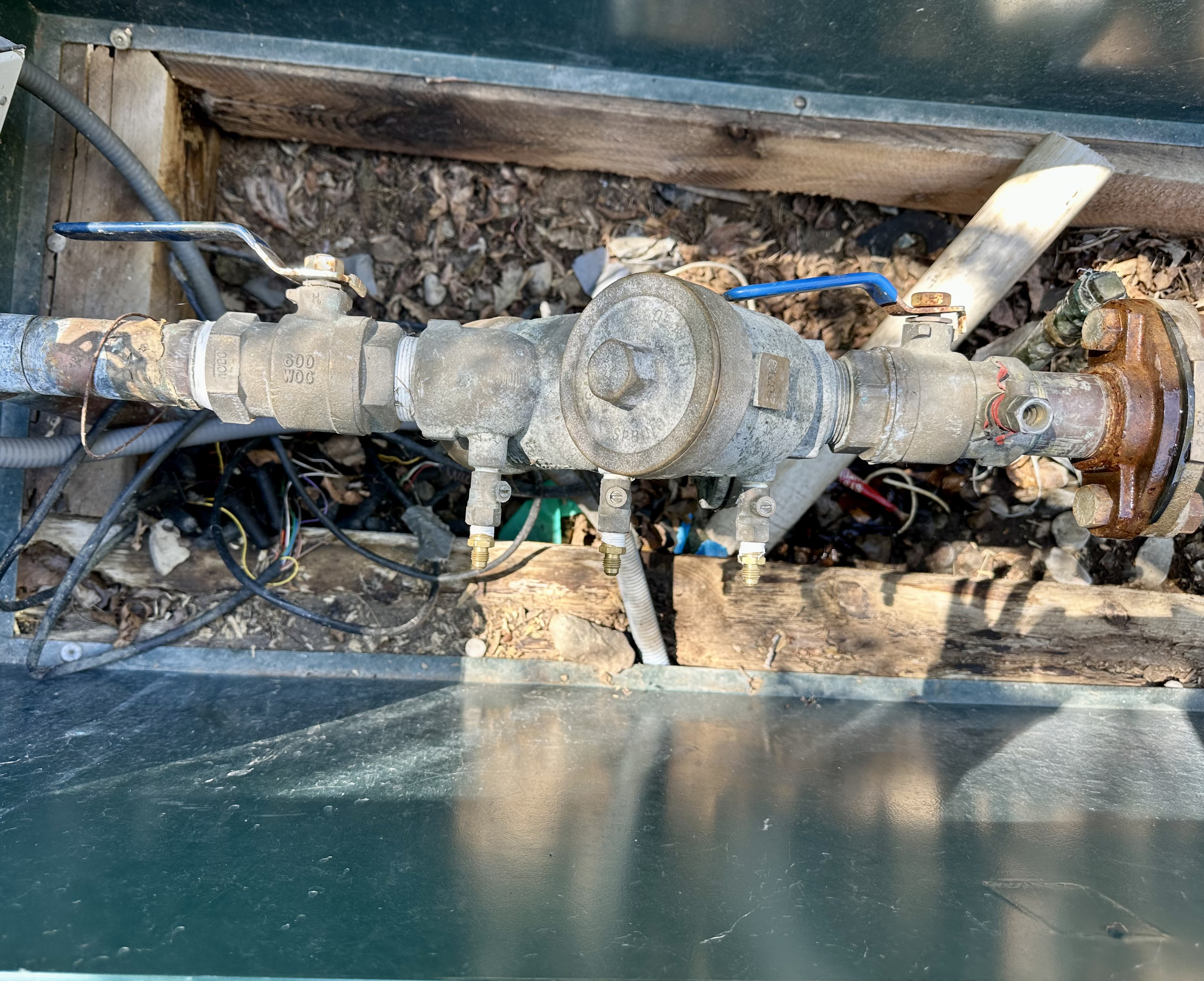 Underground backflow preventer in vault